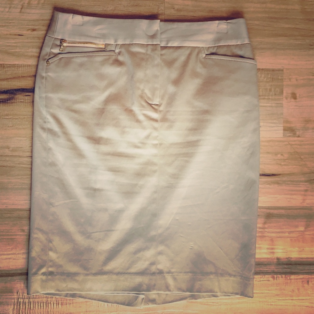 Tan Pencil Skirt with Gold Accents